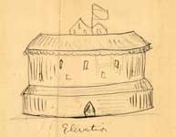William Poel's drawing for model of Globe Playhouse, 1897