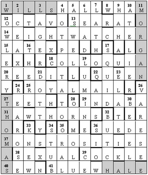 Centenary crossword solution