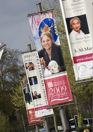 The banners situated in the city centre