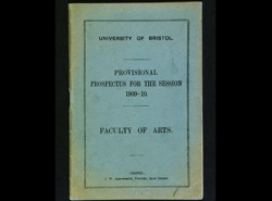 The cover of the first Faculty of Arts prospectus 