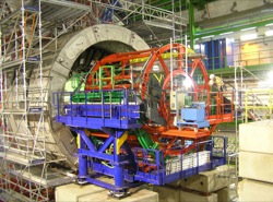 The CMS detector records particle collisions up to 40 million times per second