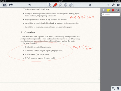 Screenshot of Notability app on ipad
