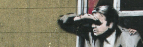 Detail of Banksy Well Hung Lover