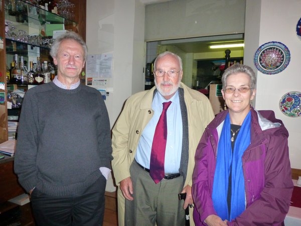 Derek Offord, Richard Peace and Deborah Martinsen at the farewell dinner
