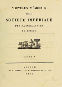Title page of Nouveaux mémoires de la Société des naturalistes de Moscou (Moscow, 1829) 