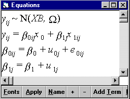 Simple model 1 in equations window