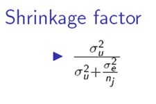 Shrinkage factor, see description of forumula below