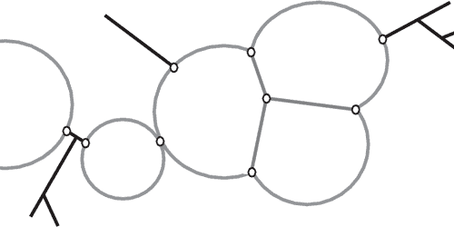 Line graphic of interlinked cell-like shapes.