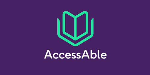 Logo showing the outline of an open book with the word AccessAble underneath.