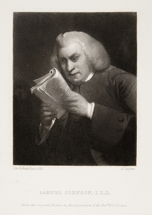 Samuel Johnson reading a book.