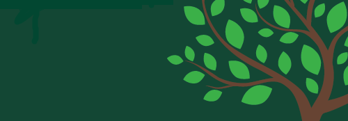Logo of a tree with green leaves 