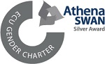 Athena Swan silver award logo with 'ECU Gender Charter' written across the banner on the side.