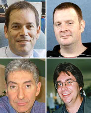Clockwise from top left: Professor Guy Orpen; Dr Robin Bedford; Professor Ian Manners; Professor Stephen Mann