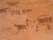 Rock art showing the domestication of cattle