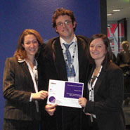 (from left to right) Claire Rosling, Joe Beames, Natalie Stear after receiving their award at the HEVA ceremony