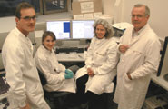 Left to right: Drs Johan Werhagen, Leona Gabrysova and Heather Streeter with Professor David Wrath