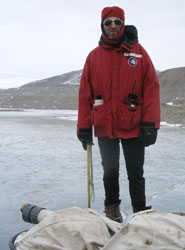 Professor Martyn Tranter doing fieldwork in Antarctica.