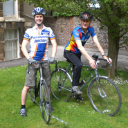 Greg Spencer (left) and Dominic O'Dwyer (right) on their bikes