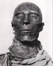 Blackened Egyptian mummy