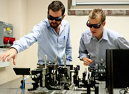 O'Brien (left) and Matthews working on the experiment.