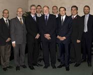 The committee with members of the Aerospace department, from left to right: Mark Lowenberg, Head of the Dept of Aerospace Engineering; Kevin Potter, Reader in Composites Manufacture Lembit Öpik MP; Peter Ereaut, Head of Contracts and Project Management, RED; Professor David Clarke, Deputy Vice-Chancellor; Ian Bond, Reader in Aerospace Materials and Deputy HOD; Peter Luff MP, Parliamentary Select 