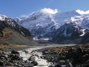 Mueller Glacier and pro-glacial lake, New Zealand, with Mount Sefton in the background