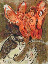 Marc Chagall: Sarah and the Angels (1960) Lithograph from the Bible Series