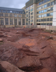 A view of the excavation site behind the University of Bristol’s H. H. Wills Physics Laboratory