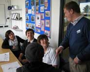 Student Enterprise Consultant, George Mills (right) with students from Brislington Enterprise College