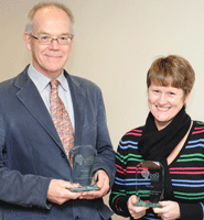 Winners Professor Stephen Lisney and Nikki Rogers