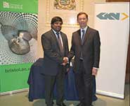Professor Nishan Canagarajah, Dean of Engineering at the University of Bristol [left] with Dr Andrew Clarke, Vice President, Engineering, GKN Aerospace