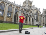 Tour guide James Bogie outside Bristol Cathedral