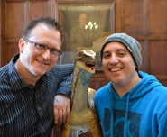 Bob Nicholls and Pedro Viegas with the model of Thecodontosaurus