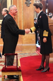 Professor Sir Eric Thomas is knighted by Princess Anne at Windsor Castle