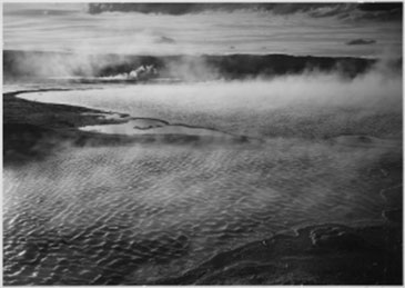 Image of Fountain Geyser Pool, Yellowstone National Park. Ansel Adams, ca. 1933-1942. U.S. National Archives