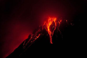 Image showing the eruption of the Montserrat volcano at night