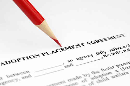 Generic image of an adoption placement form