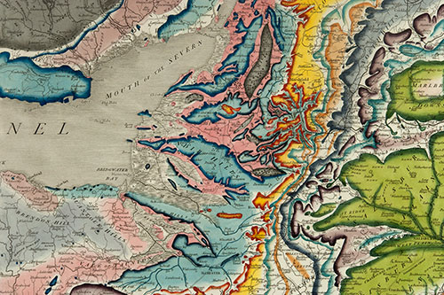 Image of a detail from William Smith's 1815 map