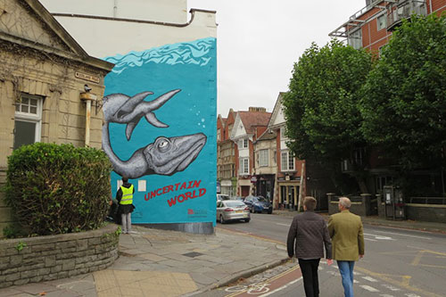 Image of the Uncertain World mural created by Alex Lucas