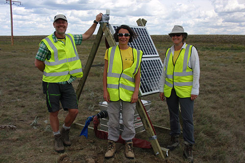 Image of the Bristol team at the site (Left to right: Michael Kendall, Anna Stork, Anna Horleston)