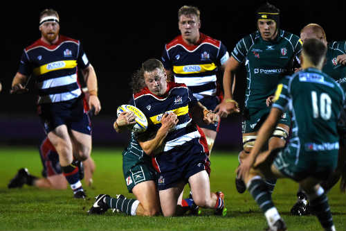 University student Ben Gompels in action with Bristol Rugby