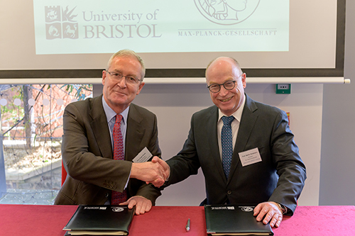 Professor Hugh Brady, Vice-Chancellor and President of the University of Bristol and Professor Martin Stratmann, President of the Max Planck Society.