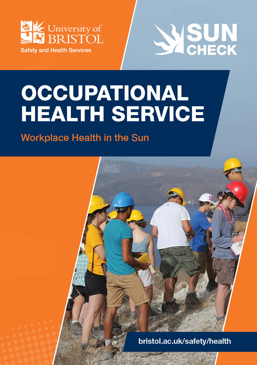 Cover of leaflet detailing skin checks for maintaining workplace health in the sun.
