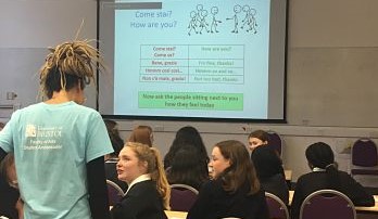 Year 9 and 10 students enjoying an Italian taster session at the GCSE Languages Conference