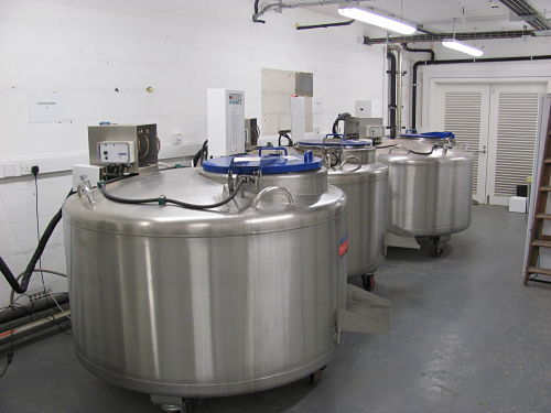 Cryogenic vessels used to store biological samples at very low temperatures
