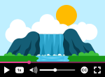 Video of waterfall landscape, with a media player that includes controls to play, change speed, sound volume, seek, enable captions and set to full screen.