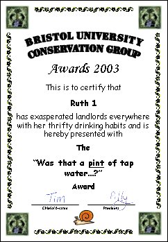 Award certificate