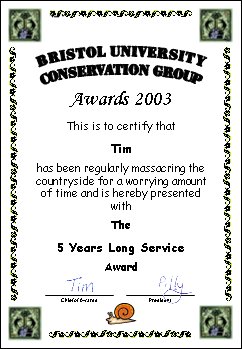 Award certificate