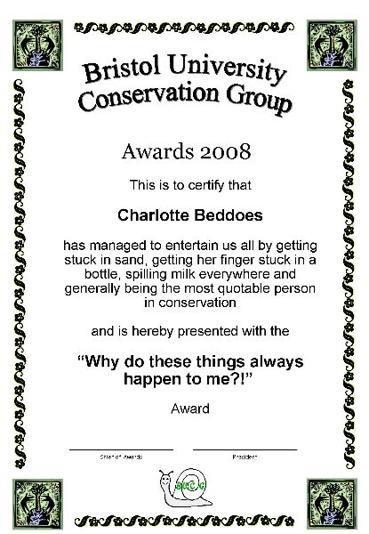 Award 
certificate