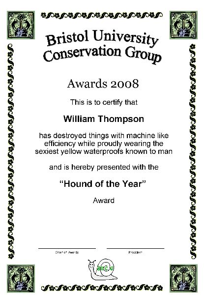 Award 
certificate